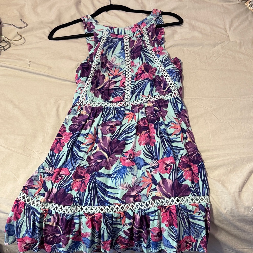 Floral Dress - Purple and Blue